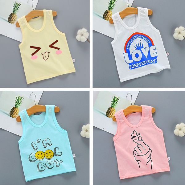 

2019 children's cotton children's one-piece boys and girls sleeveless cartoon vest baby vest, Blue