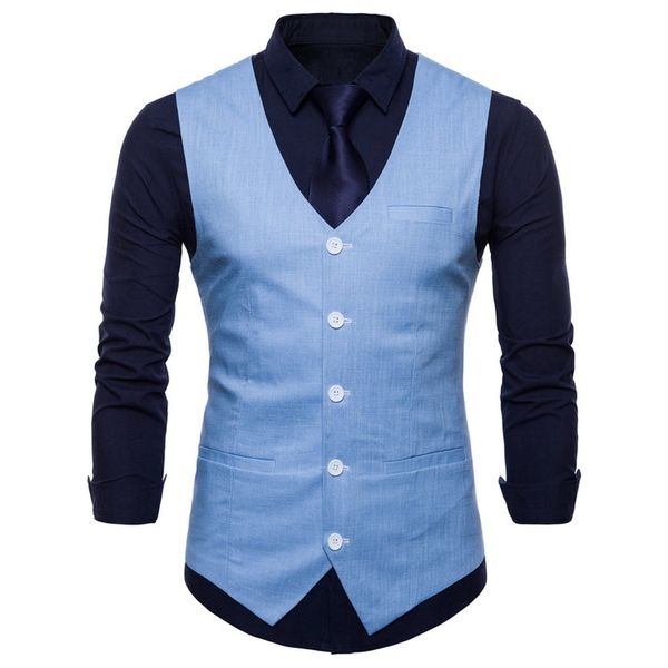 

men's vests ffxzsjmens slim fit single breasted suit vest 2021 brand formal dress business wedding waistcoat men solid color gilet, Black;white