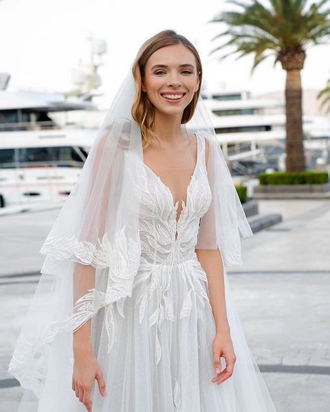 

half sleeves wedding dresses a line with cape bridal gowns v neck wedding gowns country style beach petite plus size custom made, White
