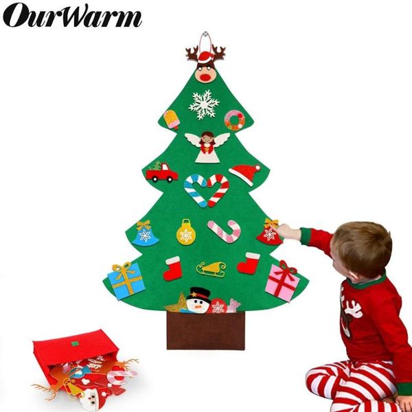 

ourwarm diy felt christmas tree with bag glitter kids toys artificial tree wall hanging ornaments christmas decorations for home