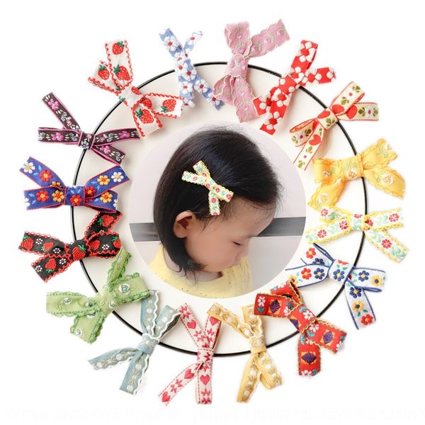 

qy9js children's embroidery bowknot hairpin korean embroidered butterfly butterfly cute bohemia multi-color simple art all-inclusive du, Slivery;white