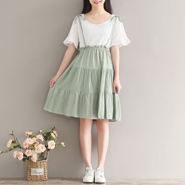 

party dresses 2021 summer fashion loose waist large size women short sleeve dress, White;black