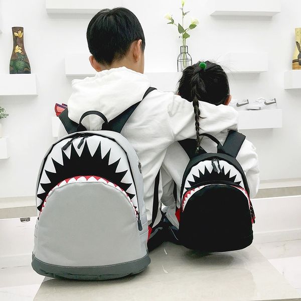 

new korean personalized shark children's er tong bao er tong bao canvas children's bag bag backpack cartoon canvas pupil backpack