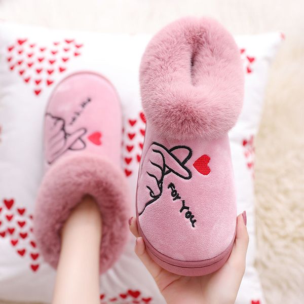 

2021 winter women soft warm cotton boots lovers indoor plush slippers australian 36-45 factory direct sale, Black