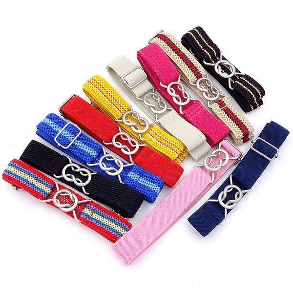 

children's adjustable long short casual all-match belt simple boy girl belt 8-character elastic band elastic band buckle, Black