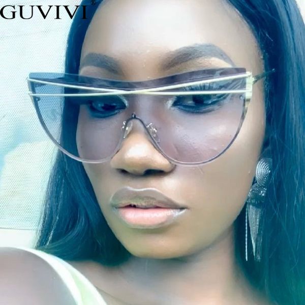 

rimless oversized women 2020 cat eye men gradient fashion stempunk sunglasses goggle eyewear uv400, White;black