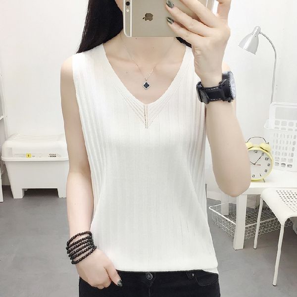 

women's loose outside 2020 sleeveless base shirt with vest vest net red ice silk knitted, Camo