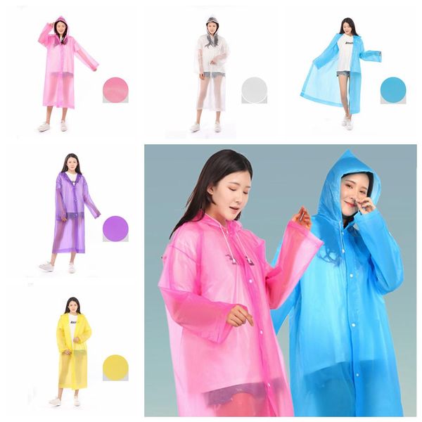 Eva descartável Raincoat Turismo Caminhadas Transparente Ao Ar Livre Unisex Peava Poncho Um Tempo Adulto Hoodie Poncho Raincoats FFA3964