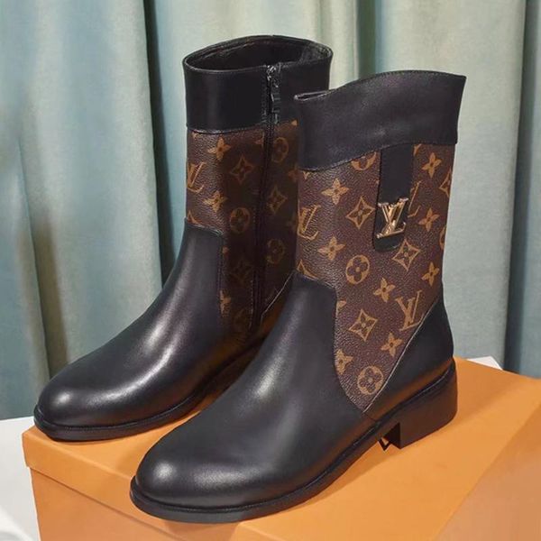 

women ankle boots leather shoes martin boots winter boots casual leather booties chaussures de femme with origin box luxury mens shoes, Black
