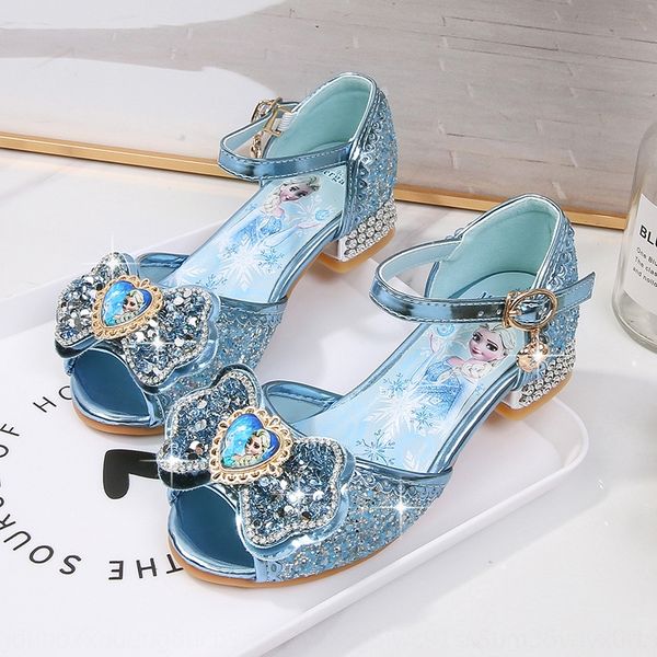 

girls' sandals 2020 new children's crystal high-heeled princess sandals fishmouth shoes korean style little girl fishmouth shoes, Black;red