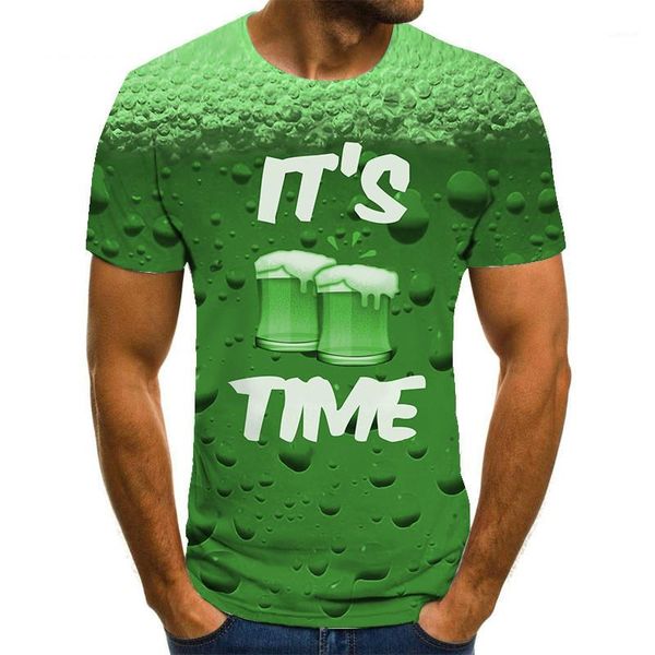 

sleeve plus size mens designer tees o neck casual summer tshirts letter summer mens tshirts it is beer time 3d print short, White;black