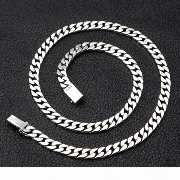 

s925 sterling silver men women necklace thai silver cuban link chains hip hop fine jewelry 8mm 55cm 60cm