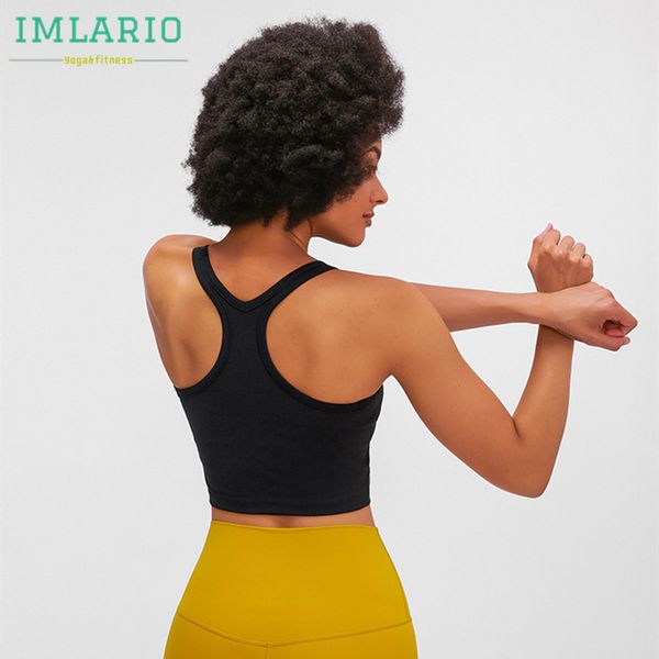 

imlario racerback sports bra gym workout cropped high impact yoga tanks removable padded ultra-soft women mini bralette, White;black