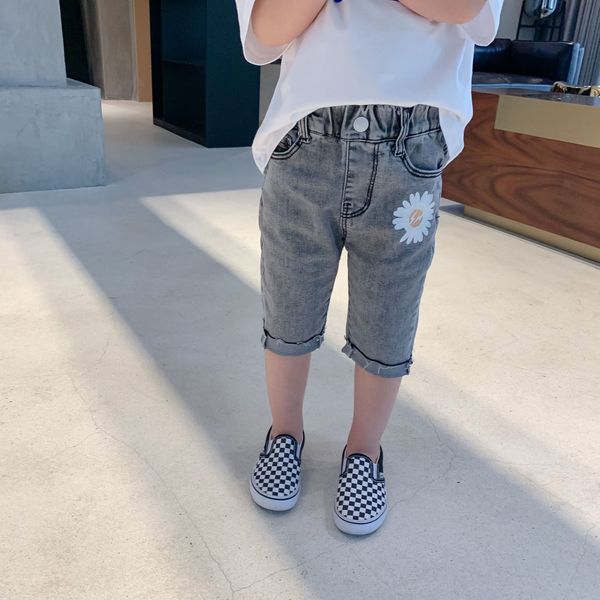 

2020 summer new children's wear girls korean style stretch daisy tight tight pants jeans and jeans pants fashion, Blue