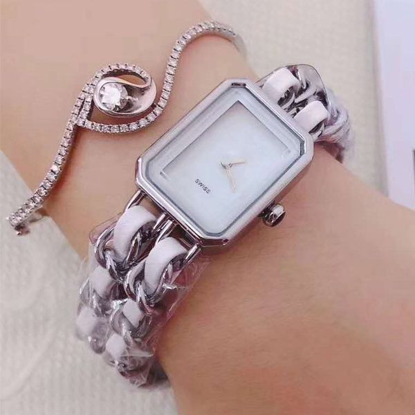 

reloj de lujo lady watches new arrival elegant square dial leather cross steel strap factory wholesale low price fashion watch gift for girl, Slivery;brown