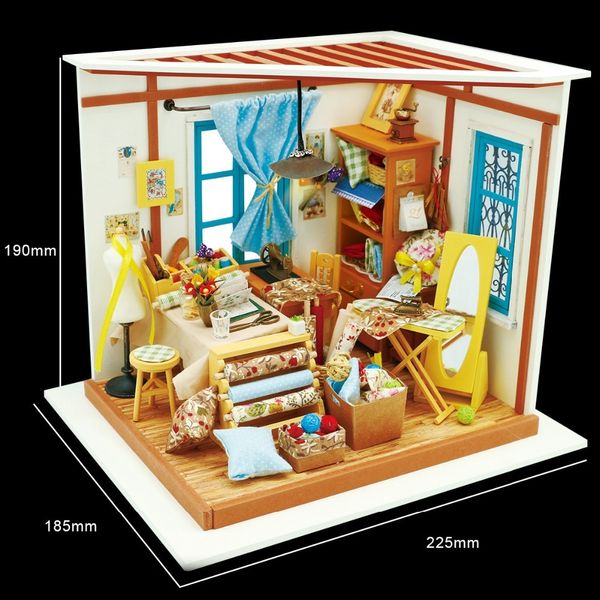 

robotime diy кукольный дом лиза tailor дети взрослый миниатюрный деревянные dollhouse модель здания наборы развивающие игрушки dg101 y200414