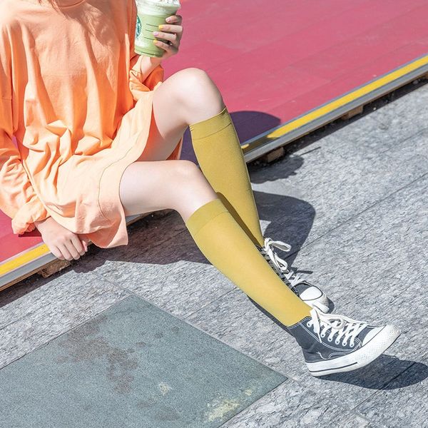 

mjmzc women's korean long and leg slimming ice solid color stacking women's korean long and leg slimming ice socks solid color sta, Pink;yellow