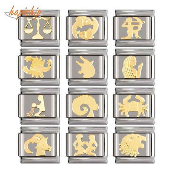 

hapiship original daisy gold 12 constellation charm fit 9mm bracelet stainless steel jewelry diy making dj230, Black