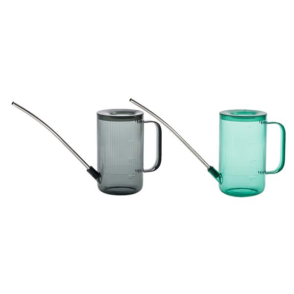

2x plastic long mouth watering can sprayer flower bonsai plant green+gray