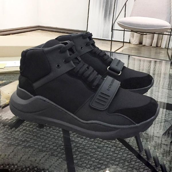 

breathable mens boots comfortable luxury shoes vintage check cotton sneakers scarpe sportive da uomo sports high casual men shoes, Black