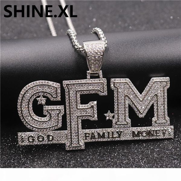 

hip hop iced out бог семьи деньги ожерелье кубический циркон золото серебро покрыло с веревкой цепи, Silver