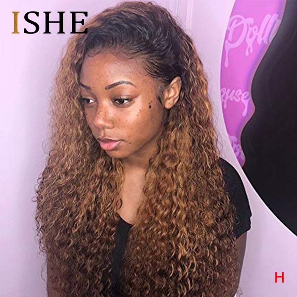 

honey blonde lace front human hair wigs kinky curly ombre 360 lace frontal wig pre plucked full lace human hair wigs remy 150, Black