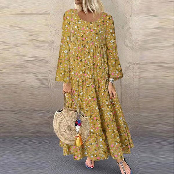 

ladies shirt dress women plus size casual loose holiday summer dress floral daily linen print beach long maxi #z, White;black