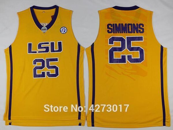 

2018 ben simmons #25 lsu white/purple/yellow retro stitched basketball jersey sewn camisa suture logos xs-6xl vest jerseys ncaa, Gray