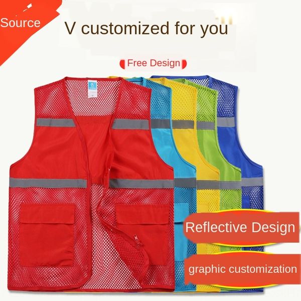 

светоотражающие карманного жилет жилет вспышки предупреждения одежды движение рабочего строительство night driver санитария печать, Black;white