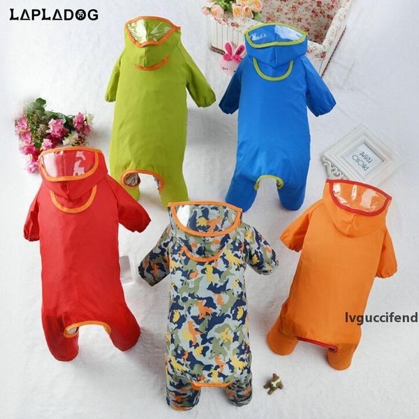 

6 size small dog raincoat puppy clothes waterproof hoodie jacket jumpsuit breathable 6 colors pet rain coat supplies zl361 t200328