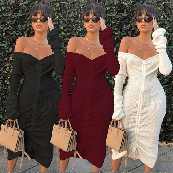 

selling european and us autumn winter polyester dress deep v shape long sleeve ladies fashion dress, Black;gray