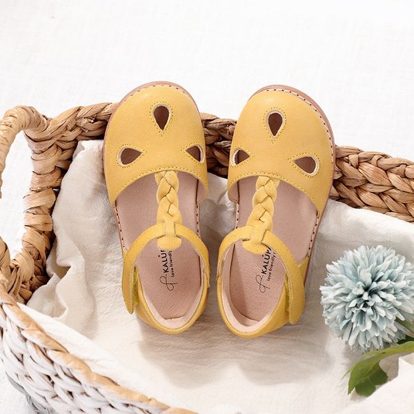 

2020 new baby korean girl baotou princess genuine leather and children's shoes sandals children's sandals, Black;red