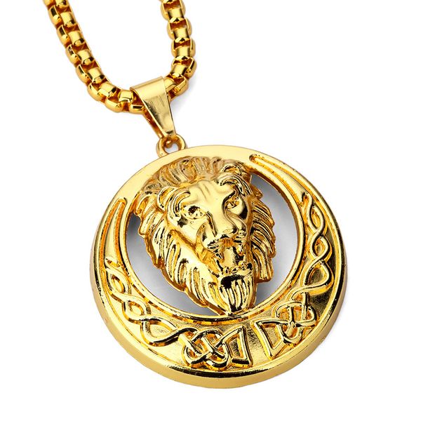 

sale fashion hip hop lion head pendants necklaces men long chains design punk rock filling pieces hip hop mens jewelry necklace, Silver