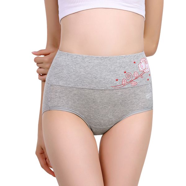 

new women cotton panties high waist briefs embroidery lingerie fashionable women's large pants panties maternity briefs, Black;pink