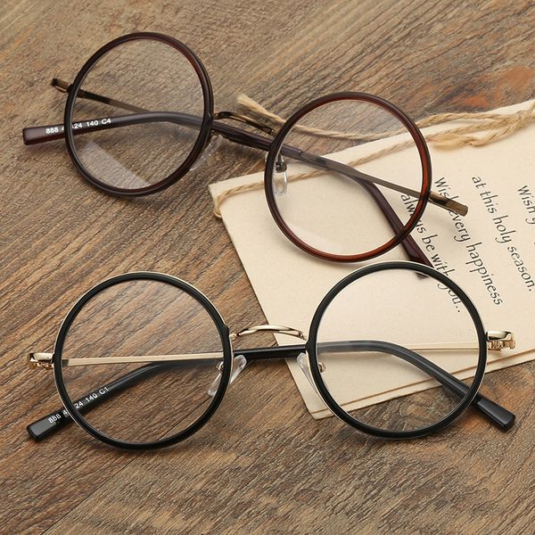 

new round myopia frame myopia glasses universal plain glasses for men and women, Silver