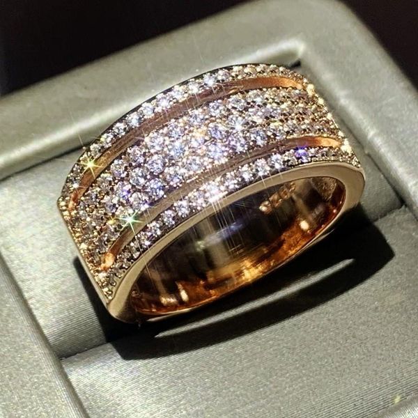 

drop shipping ins selling luxury jewelry 925 sterling silver pave white sapphire cz diamond gemstones party women wedding bridal ring, Slivery;golden