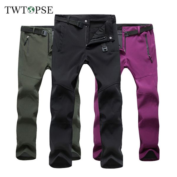

outdoor pants twe winter men women hiking water resistant windproof sports warm fleece trousers camping cycling skiing, Black;green