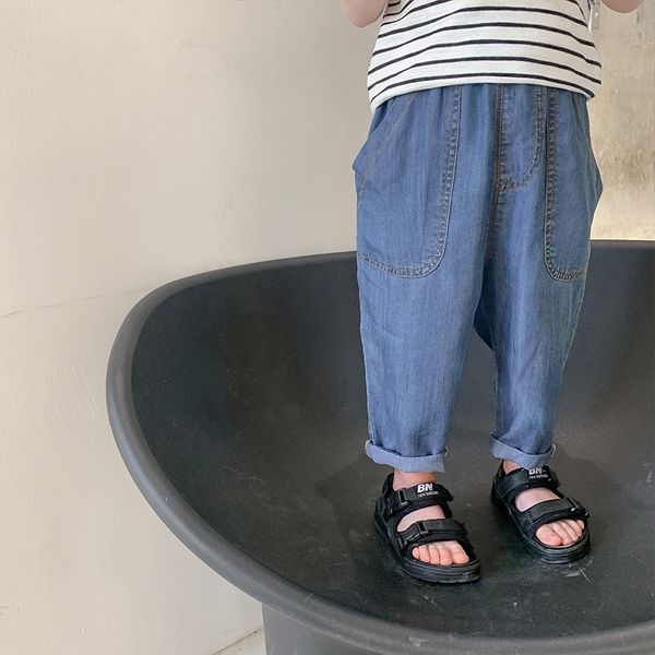 

if2jw men's pants 20 new korean summer 2 baby and cotton trousers jeans thin tencel cotton pants children's 1-6 years old soft jea, Blue