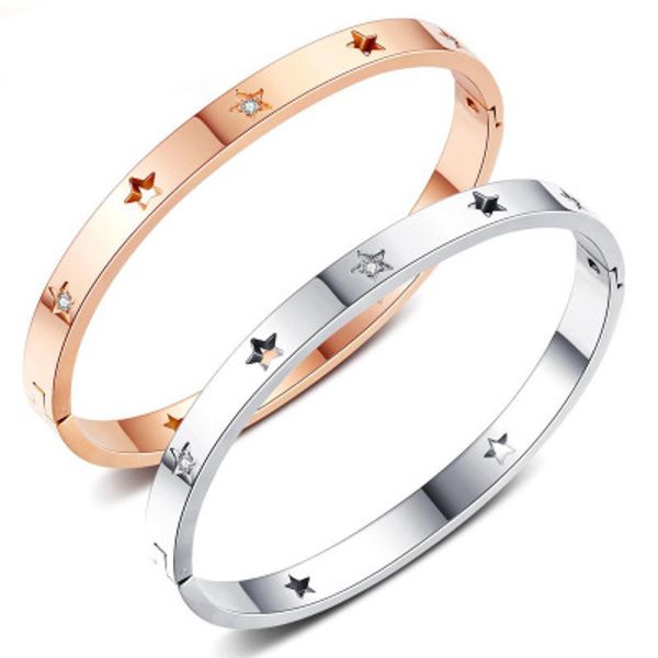 

new japan and south korea hollow stars stainless steel bracelet hollow stars men and women models women's jewelry, Black