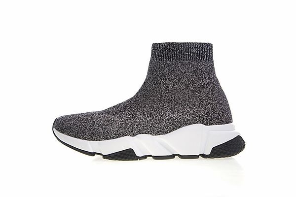

men luxury 2019 new paris speed trainers knit sock shoe original luxury designer mens womens sneakers high casual cs07, Black
