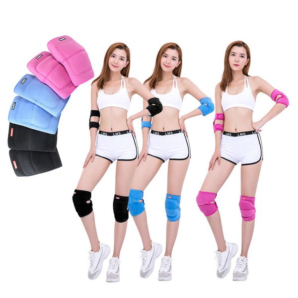 

aolikes 1pair sponge protector non-slip dancing knee brace, Black;gray