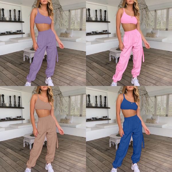 

2020 new women fashion cross bandage suits womens suit casual strapless pants long sleeves two piece set#521, White