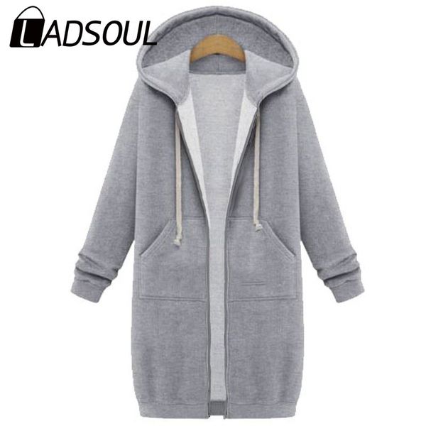 

модные женские толстовки для моды ladsoul сплошные цветные пальто плюс бархат с капюшоном с капюшоном осенний карманный карман длинная толст, Black