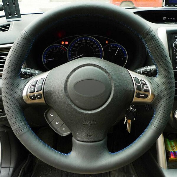 

hand-stitched car steering wheel cover for subaru forester impreza legacy exiga