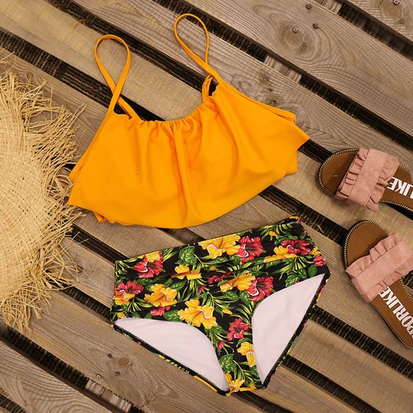 

high waist bikinis women swimsuit 2020 new off the shoulder swimwear polyester double ruffle bathing suits beach wear biquini female, White;black