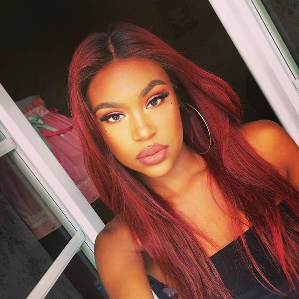 

ombre 1b 99j human hair wigs 13x6 lace front wig red wigs for women human hair per plucked glueless straight remy hair ishe, Black