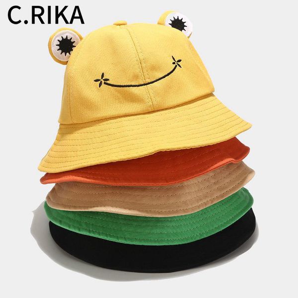 

summer cotton cartoon cute frog bucket hat men women outdoor panama fashion foldable bob fisherman hat casual travel fishing cap, Blue;gray