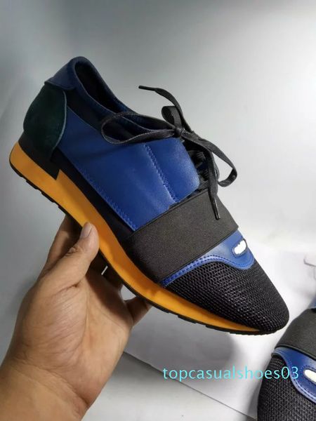 

designer arrival man woman casual shoes flat fashion patchwork leather mesh low cut lace-up trainer runner shoes outdoors plus size 46 t02, Black