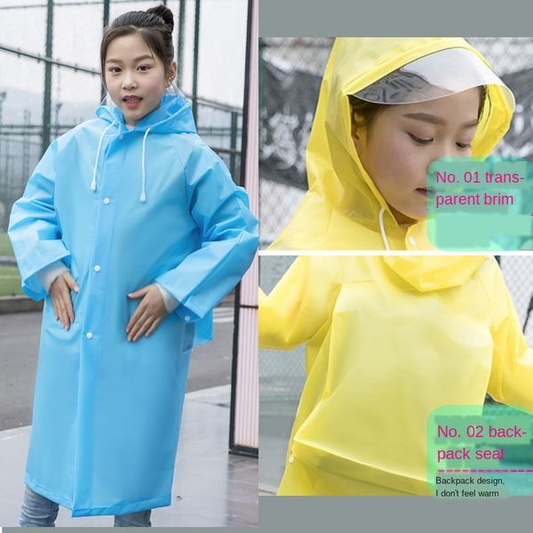 

fzauz children's raincoat with bag cloak backpack bag girls hiking children primary school students big children waterproof backpack po, Red;brown