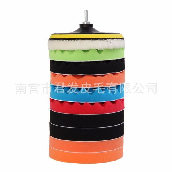 

wholesale 3-7-inch 12 pcs sponge polishing pad car beauty polishing pad set sponge round combination buffing waxing